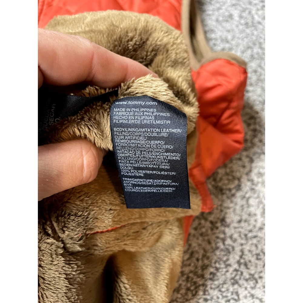 Tommy Hilfiger‎ Vest Women's L Orange Quilted Faux Fur Corduroy Full Zip Pockets - Picture 8 of 16